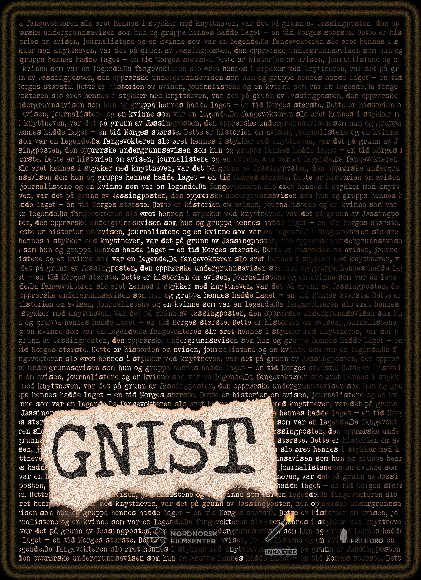 Filmplakat. Ingeborgs ansikt formet av bokstaver.